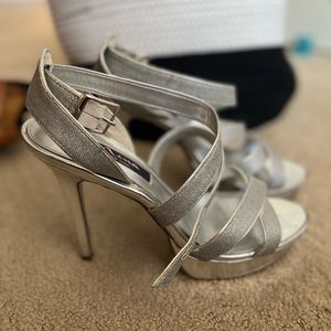 Silver Platform dressy sandals